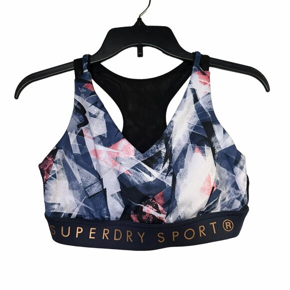 🤩Sz 8 Women Sports Bra Superdry Active Studio Mesh back cut out top Black yoga - Picture 5 of 10
